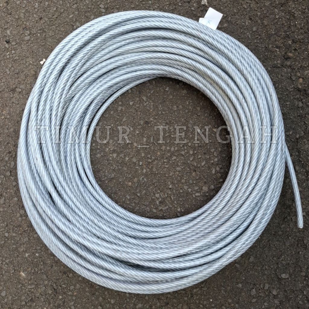 Kawat Seling Baja Lapis Plastik PVC 8 mm 10 mm 12 mm Wire Rope Lapis Pelastik