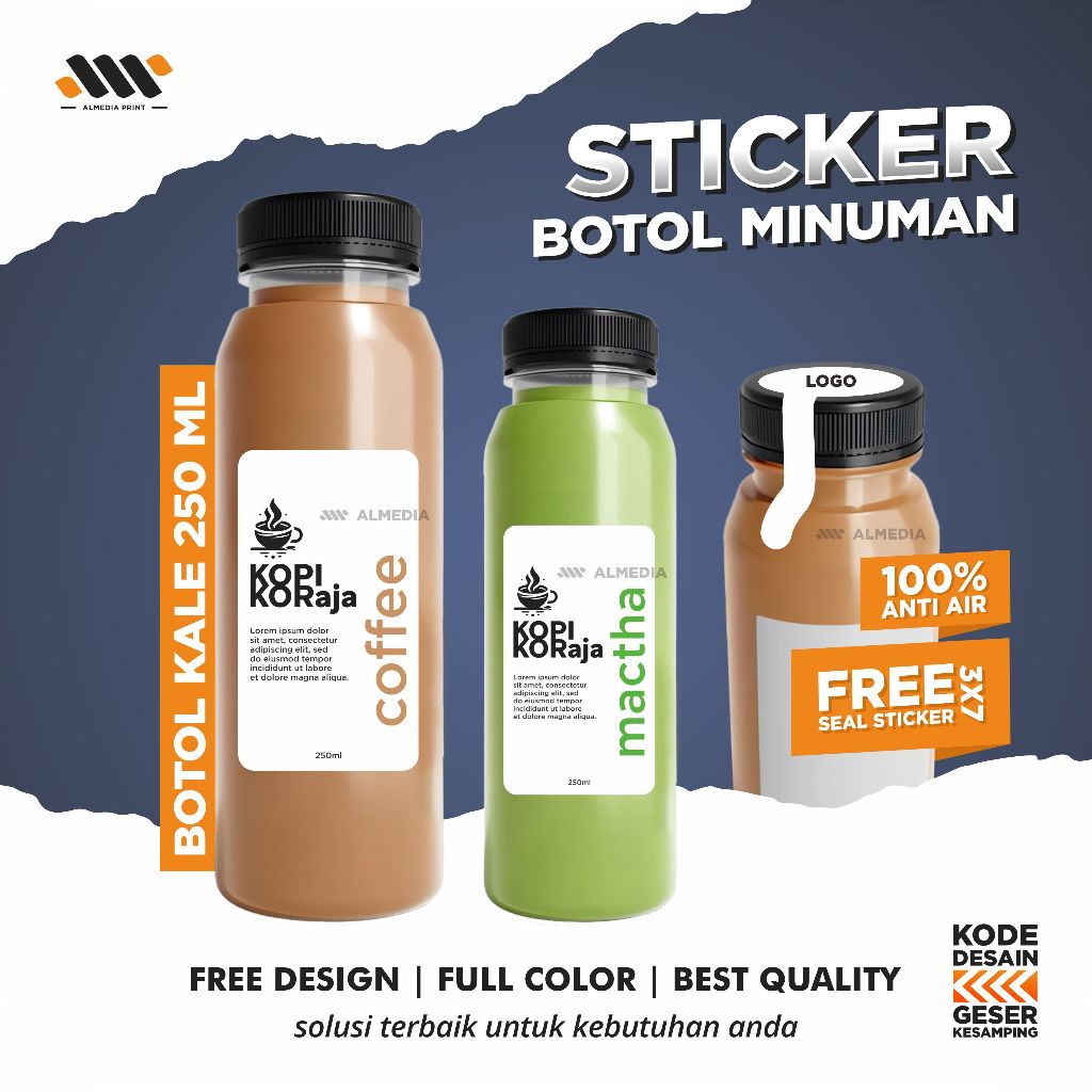

Stiker Kemasan Botol Sticker Kemasan Botol Minuman VINYL (GRATIS DESAIN)