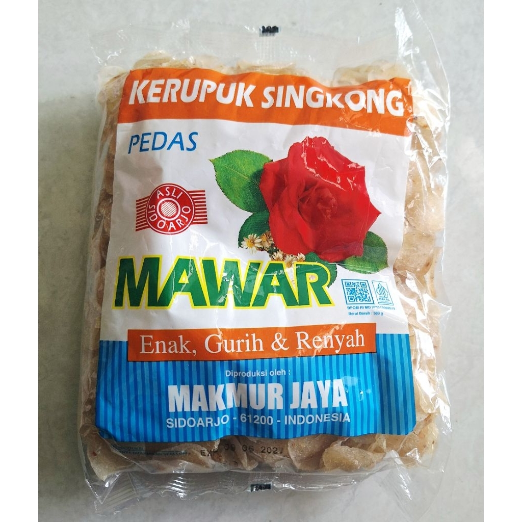

kerupuk singkong pedas mentah, kerupuk mawar, kerupuk singkong mentah mawar pedas, kerupuk asli Sidoarjo 500gram