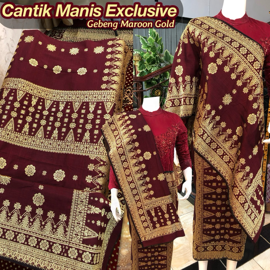 Songket Cantik Manis Exclusive Maroon Gold /songket tenun asli palembang /ilham songket palembang /s