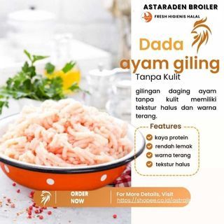 

Daging ayam dada fillet boneless giling tanpa kulit 1kg astaraden broiler