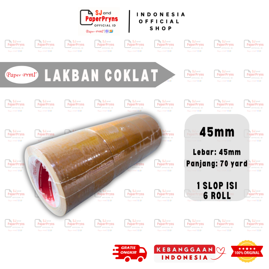 

PAPERPRYNS Lakban OPP Coklat 45mm x 70 Yard - 1 SLOP ISI 6 ROLL