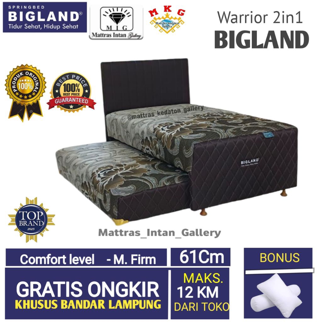 Sorong Bigland Warrior 2in1 size 120x200 - kasur spring bed big land sorong size 120 x 200 bandar la