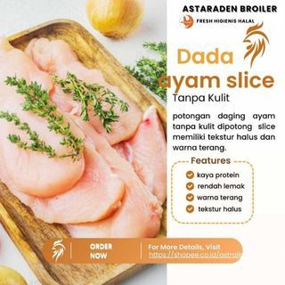 

Daging ayam dada slice tanpa kulit 1kg astaraden broiler