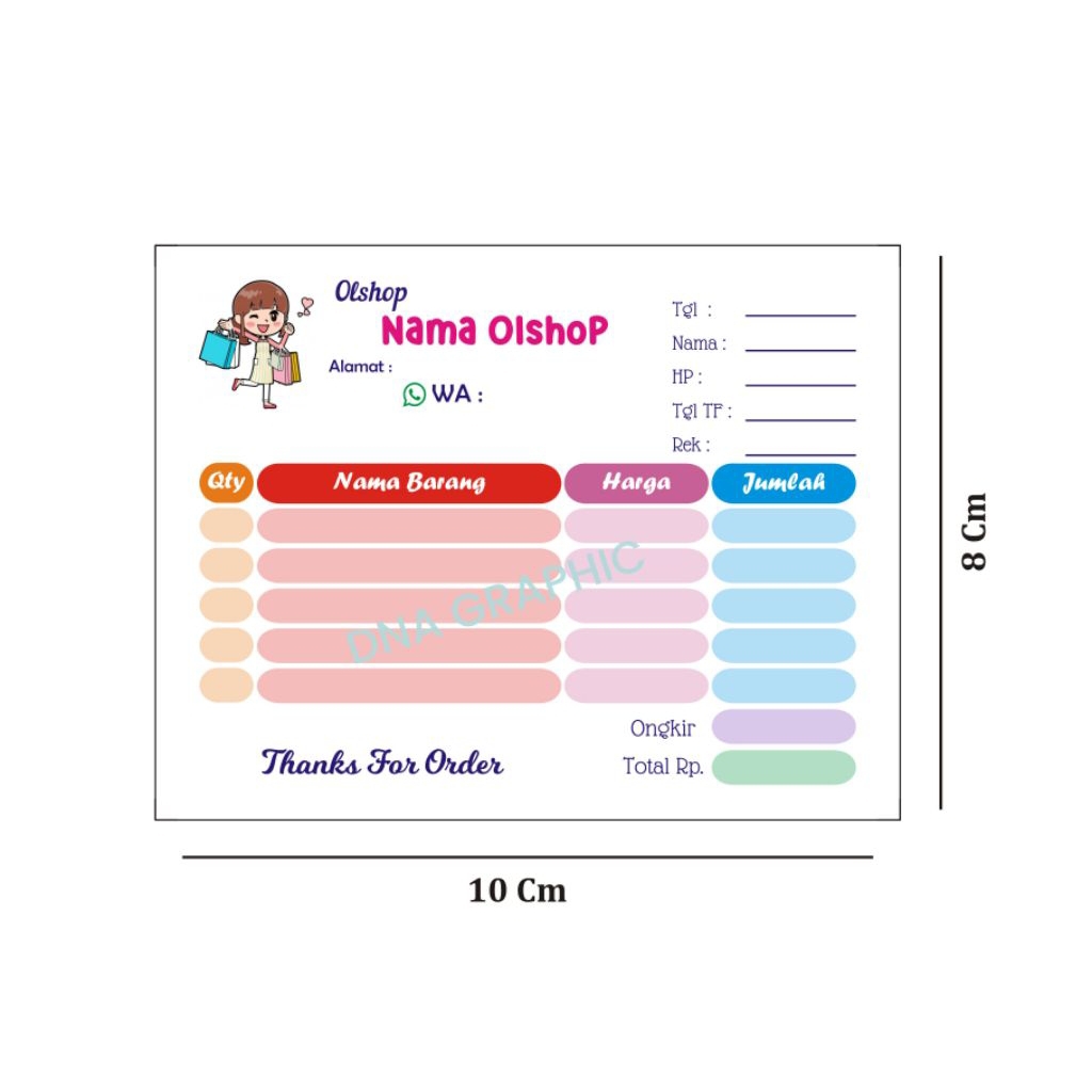 

CUSTOM NOTA OLSHOP UKURAN KECIL