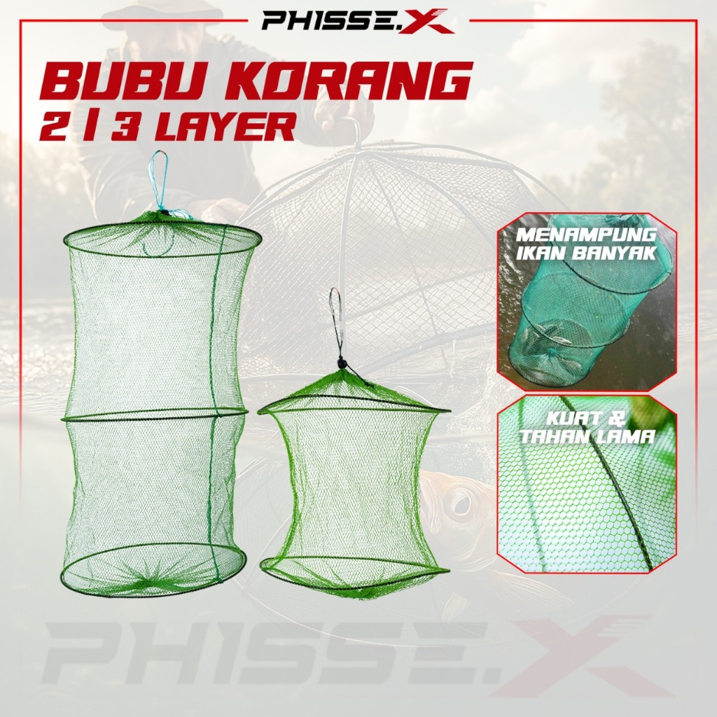 PHISSE.X Bubu Korang Jaring Ikan 2/3 Susun – Menampung Banyak, Anti Karat, Bahan Kuat & Awet/ Korang