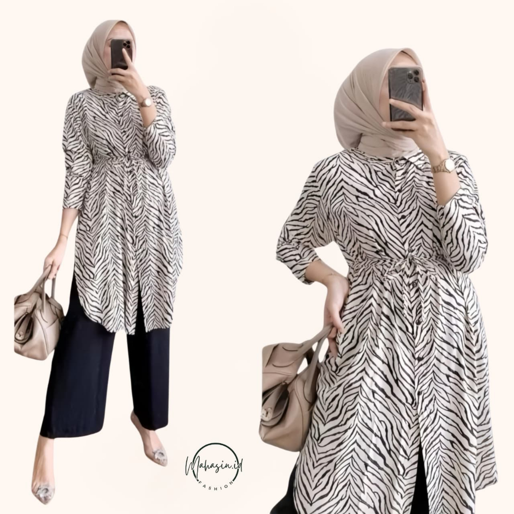 SETELAN ONE SET CELANA LONG TUNIC WANITA TERBARU / MIDI DRESS  MUSLIM DELVINA KATUN RAYON DIAMOND