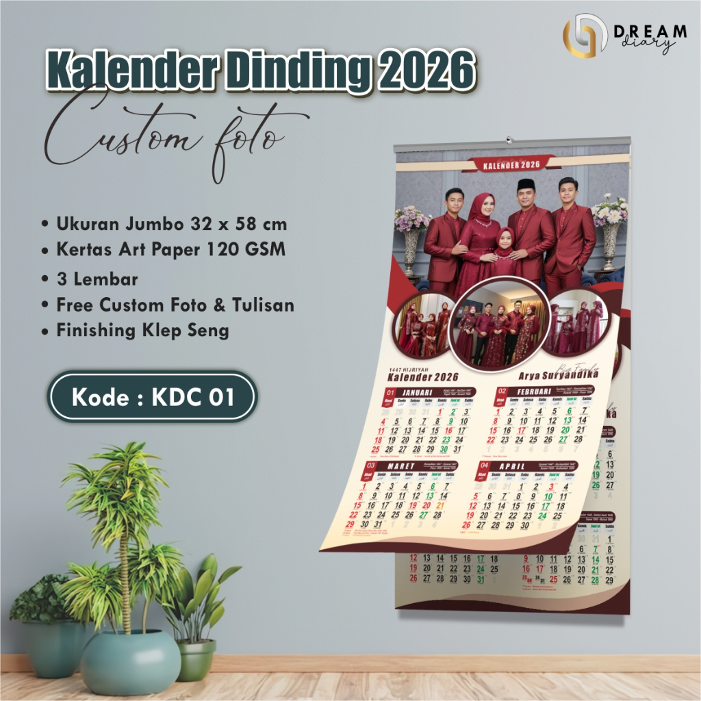 

CETAK KALENDER DINDING 2026 CUSTOM FOTO KELUARGA/OLSHOP-KALDING ANAK/SOUVENIR/HADIAH/KENANGAN KDC