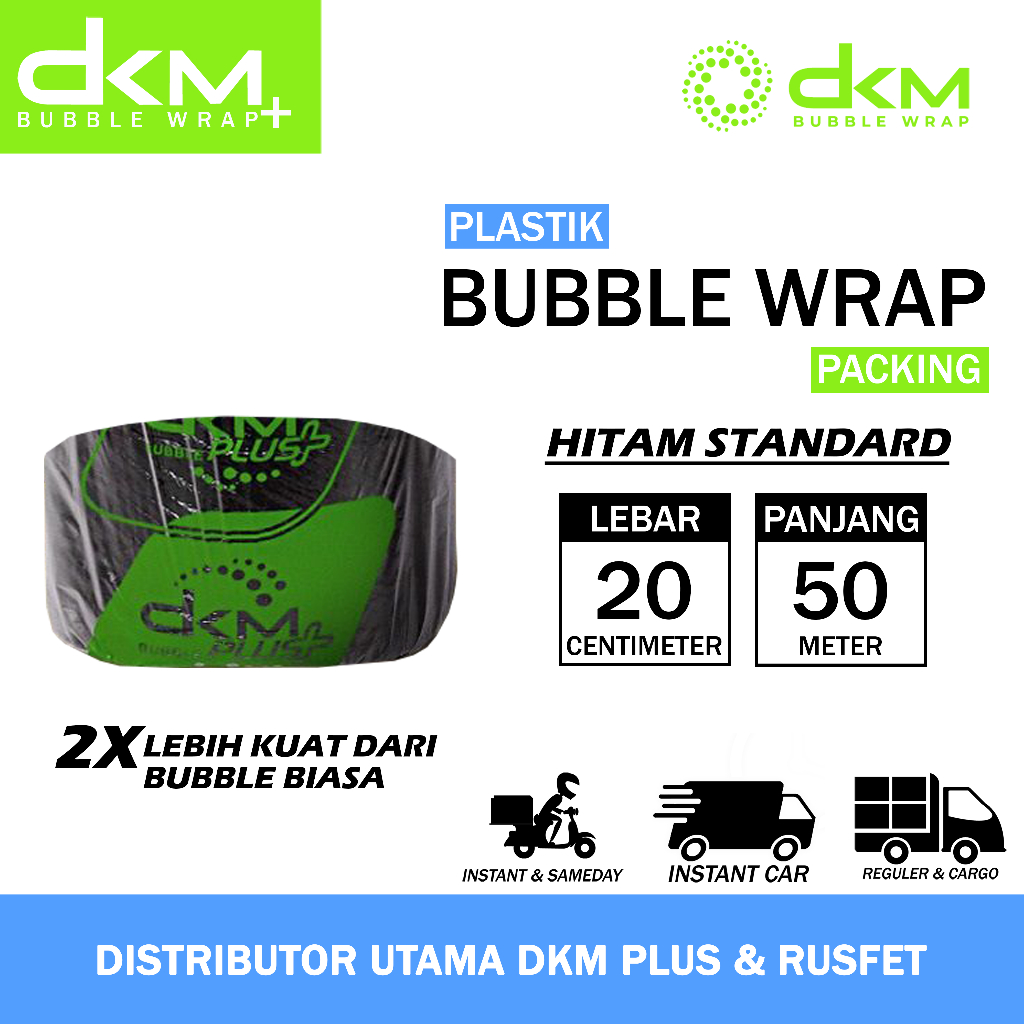 

Plastik Bubble Wrap DKM Potongan 20cm x 50m Hitam Standar