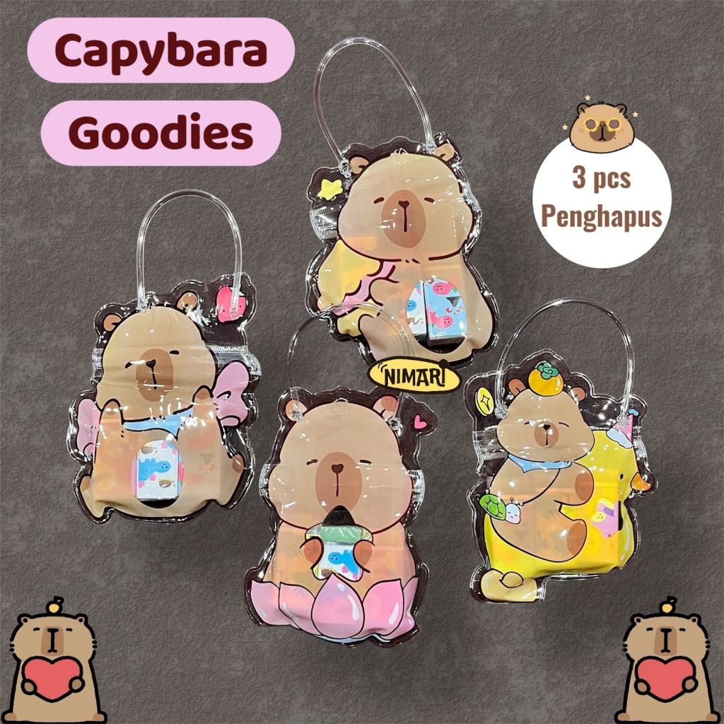 

Goodiebag Capybara Premium PVC Pouch Goodies Capybara isi 3 Penghapus Goodiebag Ganggang Capybara Ziplock Kado Gift Ulangtahun untuk Anak Perempuan/Anak sekolah/Anak Laki Lucu Imut