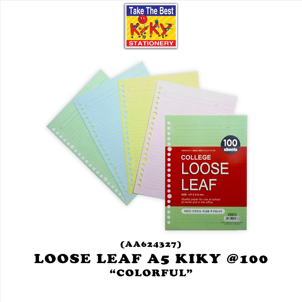 

KIKY Loose Leaf Colorfull / Loose Leaf Warna Ukuran A5 Isi 100 Lembar