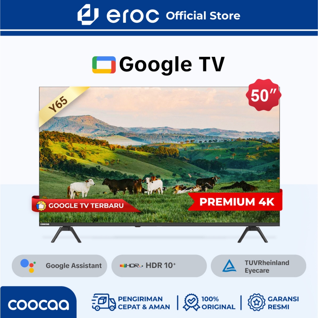 COOCAA TV 50 inch GOOGLE TV-Smart TV-4K UHD-Dolby Audio (Coocaa 50Y65)