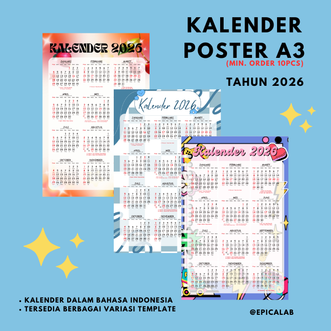 

[A3+] Kalender Poster - Kalender 2026 12 bulanan