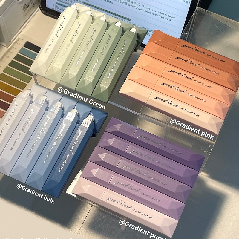 

（5 pcs) Correction Tape Cantik Estetik Model Tekan / Alat Tulis Kantor Perlengkapan Sekolah / Pita Koreksi Warna Pastel Tidak Mudah Terputus