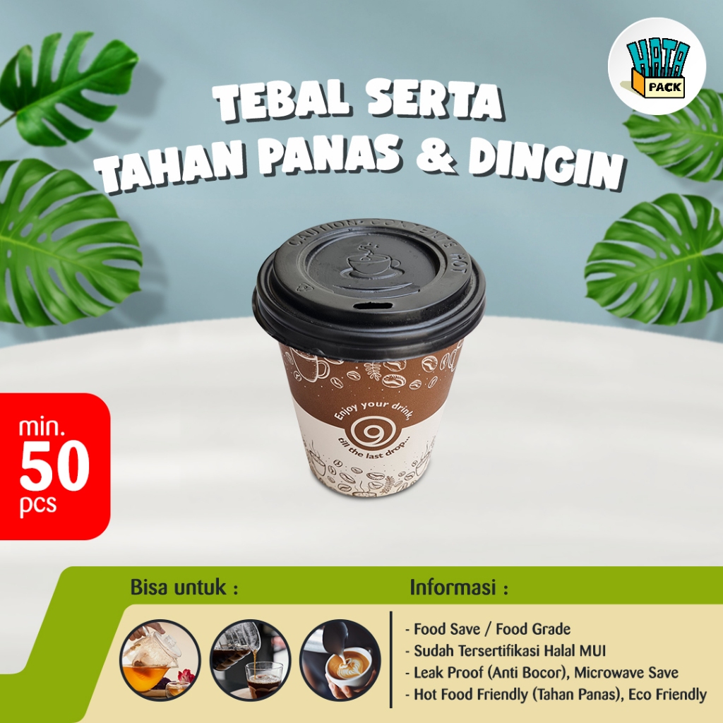 Paper Cup TAB 8 OZ Motif / Gelas Kertas Minuman Panas 8 OZ / Hot Paper Cup
