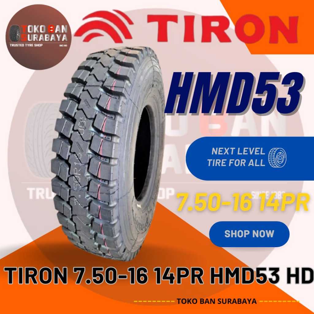 Ban TRUK RADIAL TIRON 7.50-16 14PR HMD53 750-16 750/16 750R16 750 7.50 R16 R 16 14 PR HMD 53