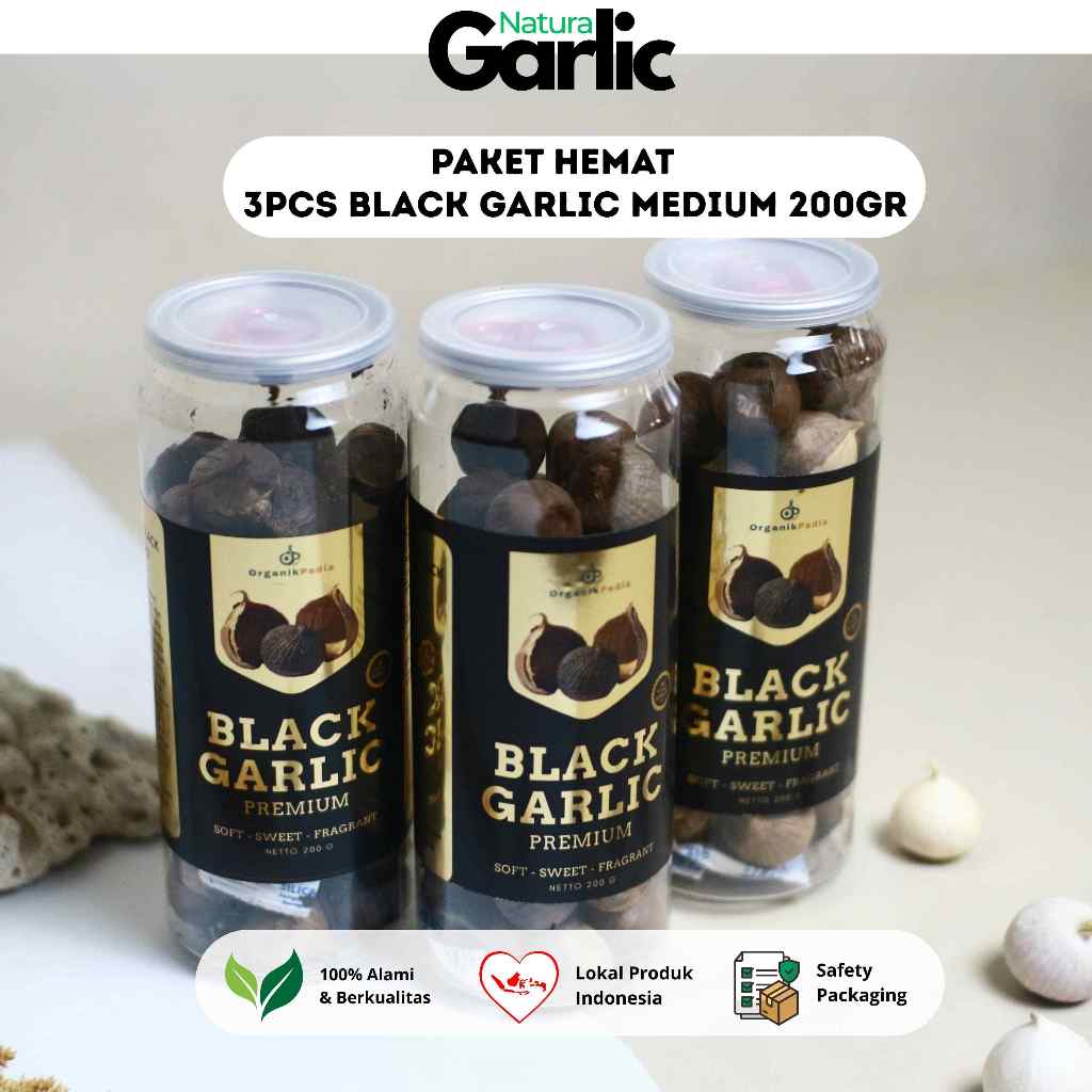 

3PCS BLACK GARLIC Premium Bawang Hitam Tunggal 200gr Ukuran Medium