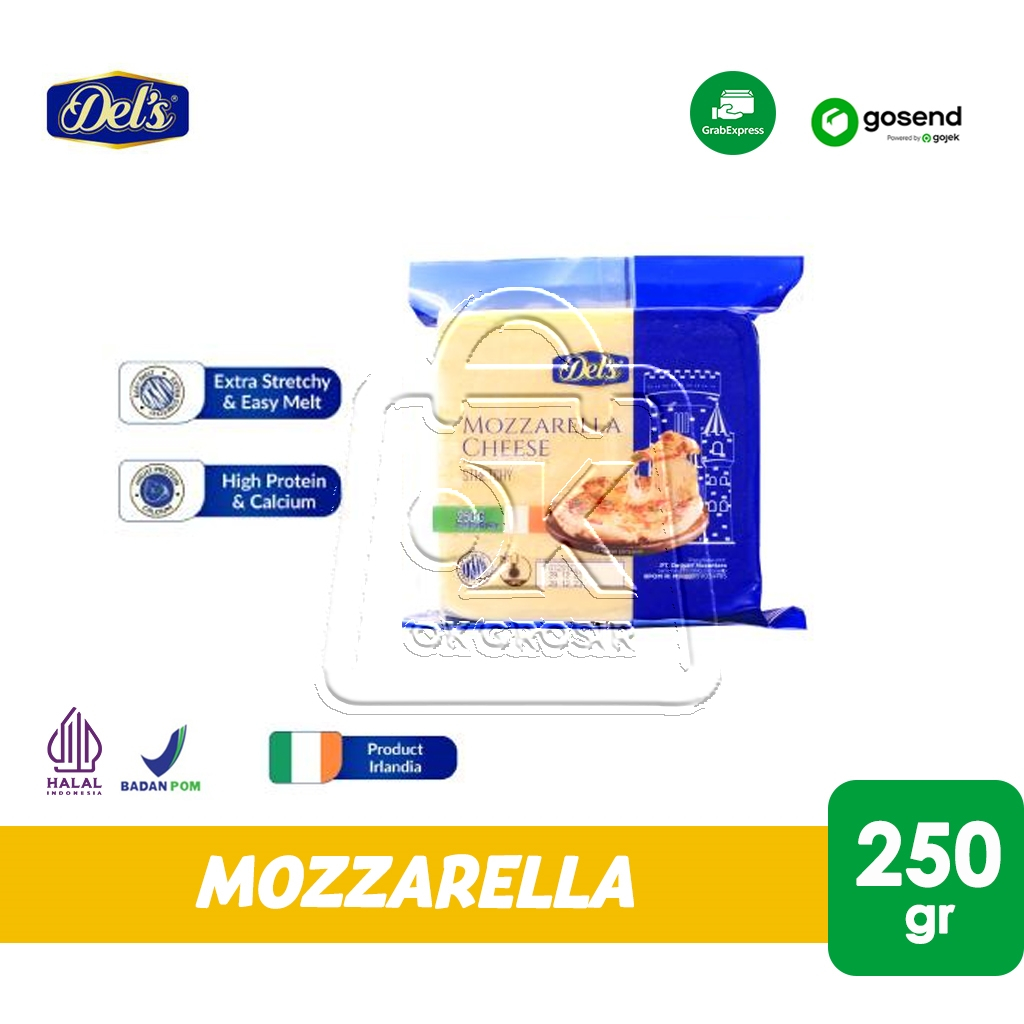 

Keju Mozzarella DELS DEL'S Cheese Extra Stretchy Mozarela Irlandia 250g (KHUSUS INSTANT)