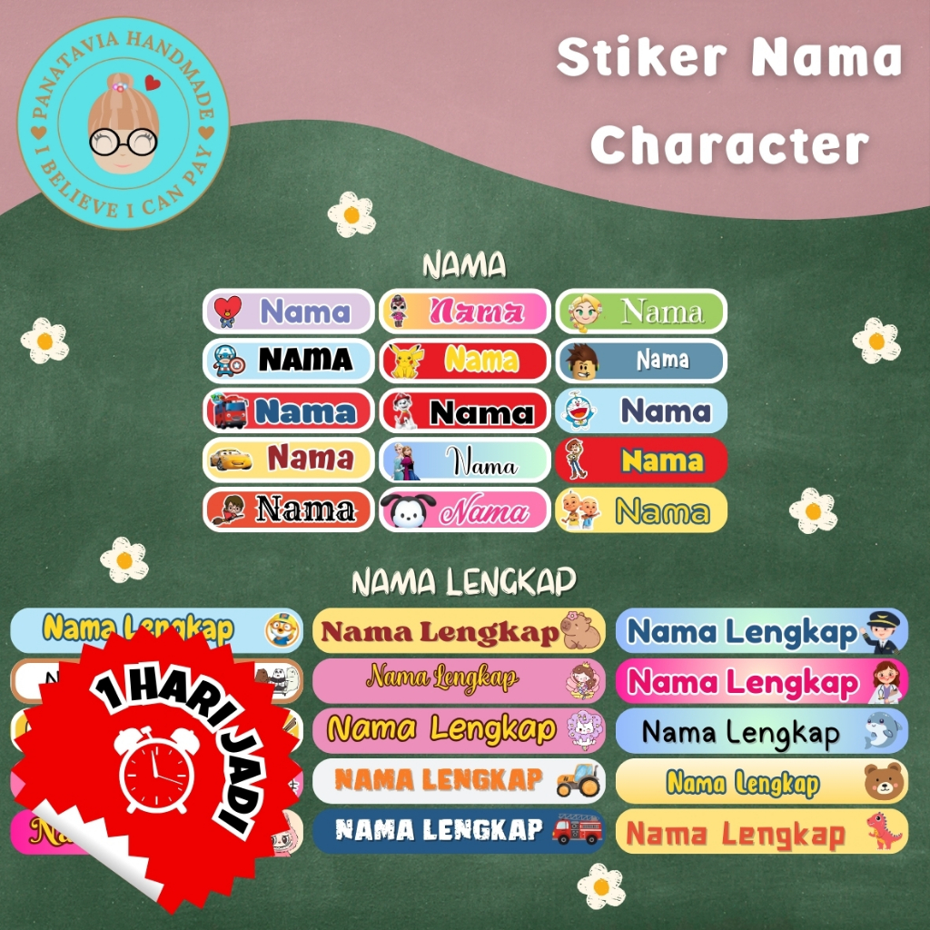 

Sticker Nama Character Premium Glossy / Murah Jakarta