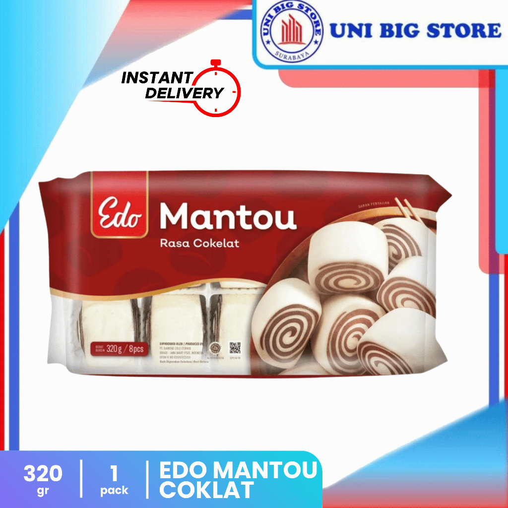 

Edo Mantou Chocolate Frozen 320 gr Roti Sepan Beku