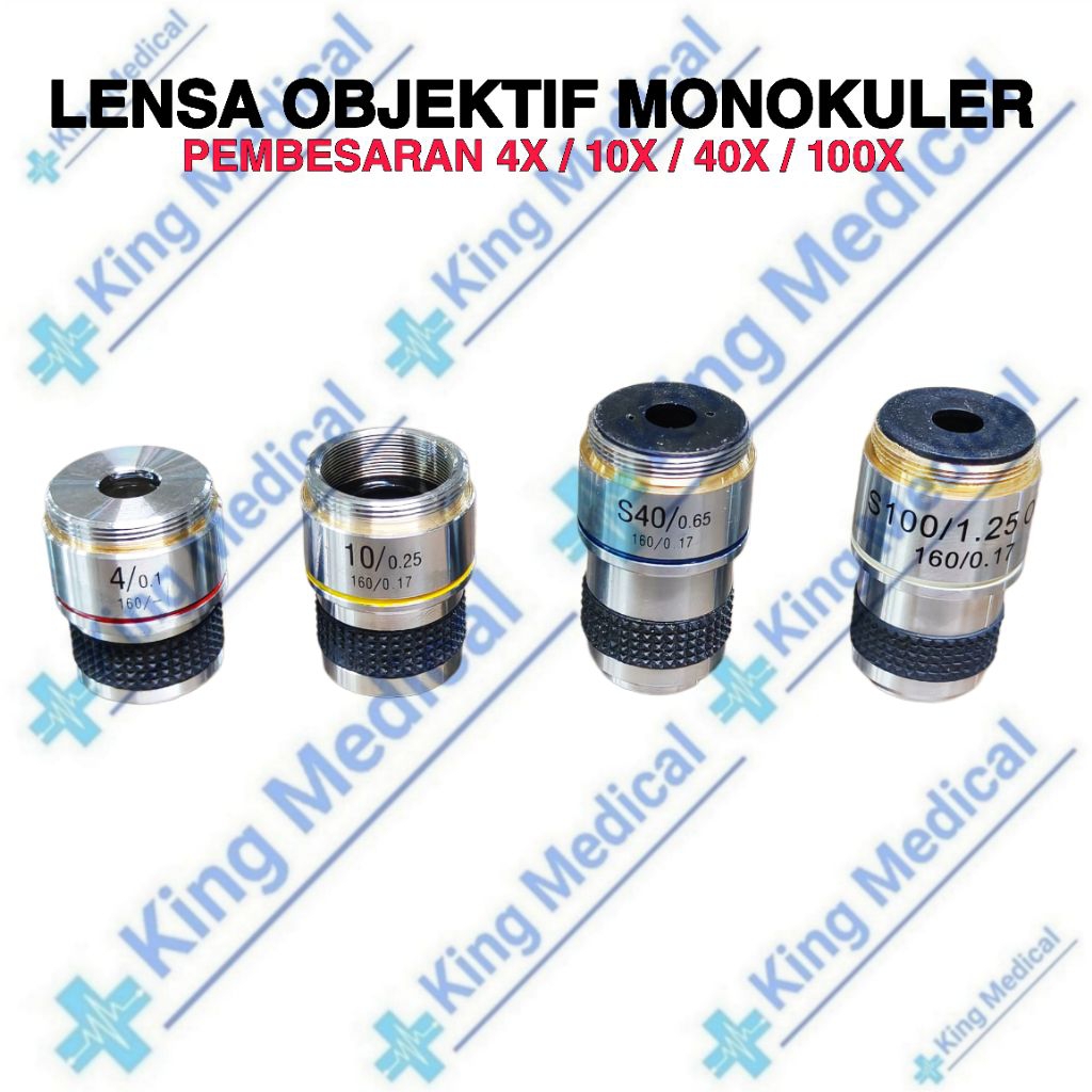 Lensa Objektif 4x/10x/40x/100x Mikroskop Microscope Monokuler