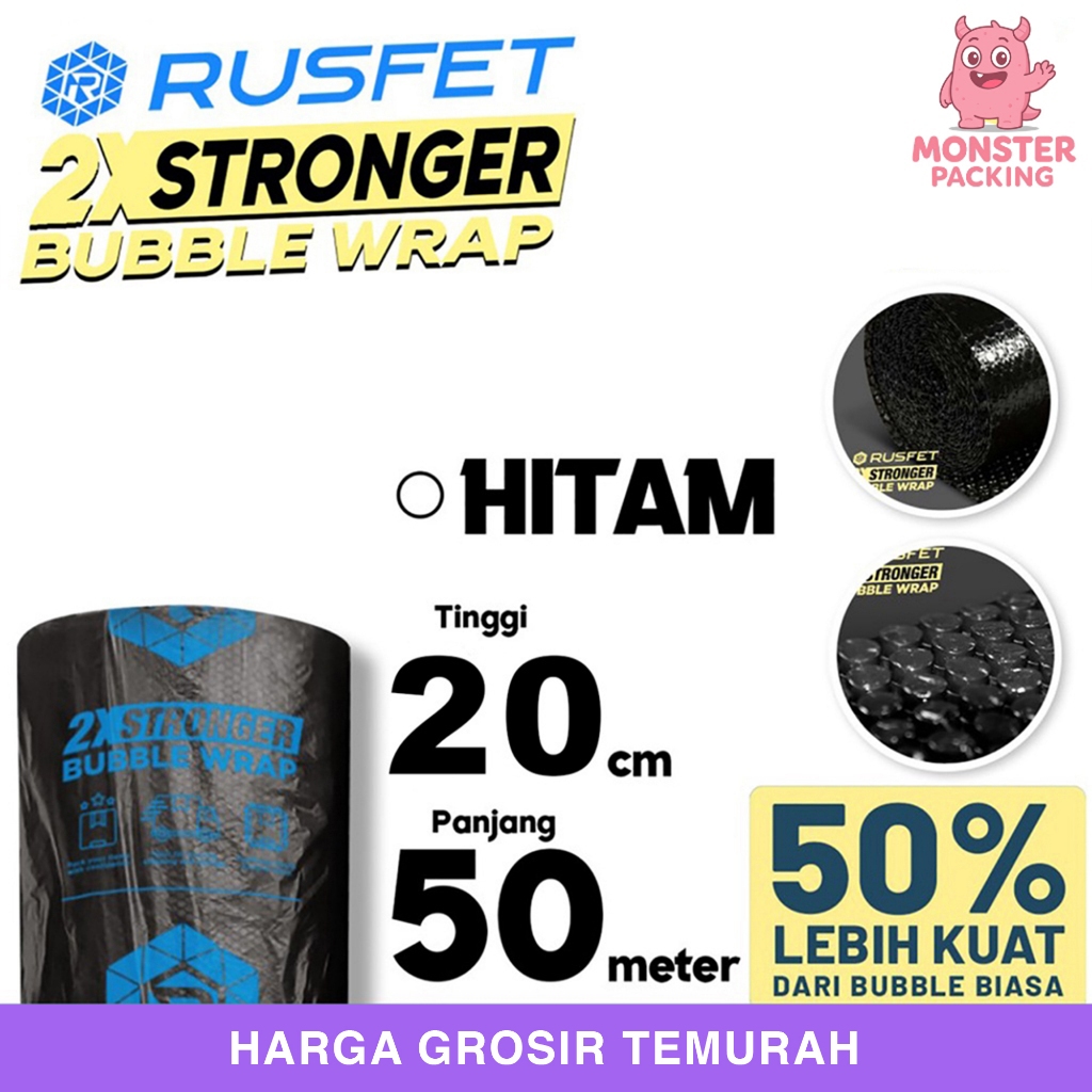 

Bubble Wrap 20cm x 50meter RUSFET HITAM Bubblewrap TERMURAH / RO