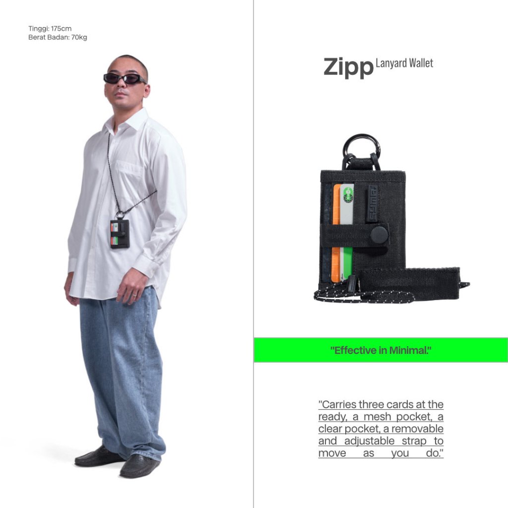 SYMA. Zipp Lanyard Wallet Black