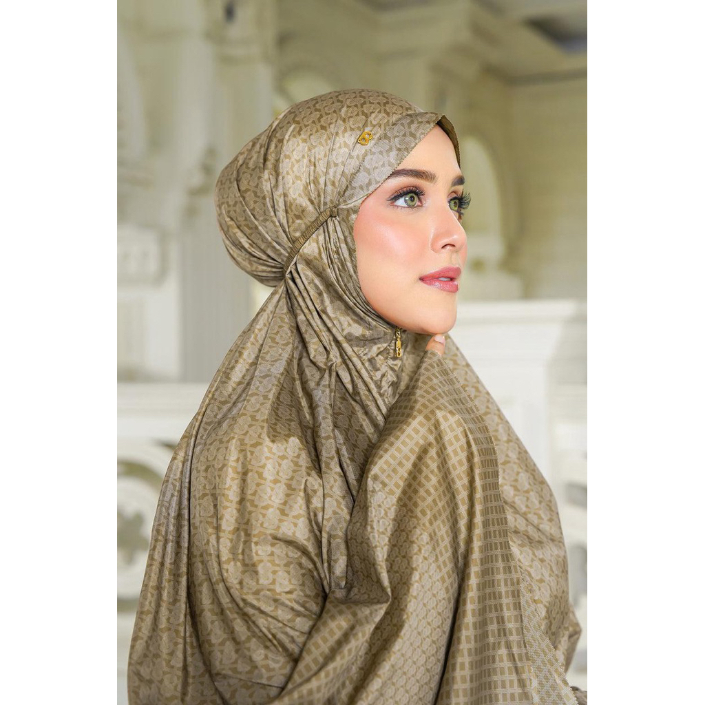 Mukena Buttonscarves as is wicker olive capsule prayer robe & monogram gray