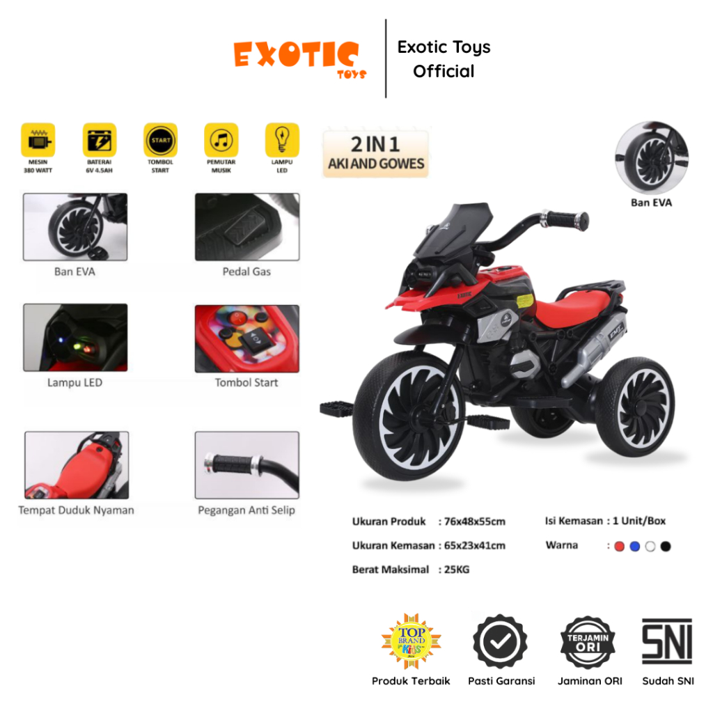 Exotic Toys Mainan Anak Motor Aki dan Gowes EMT-2214