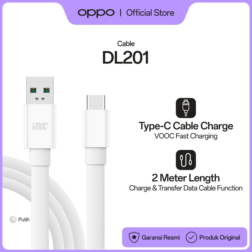 OPPO Cable DL201 USB A To USB-C 6.5A (2M)