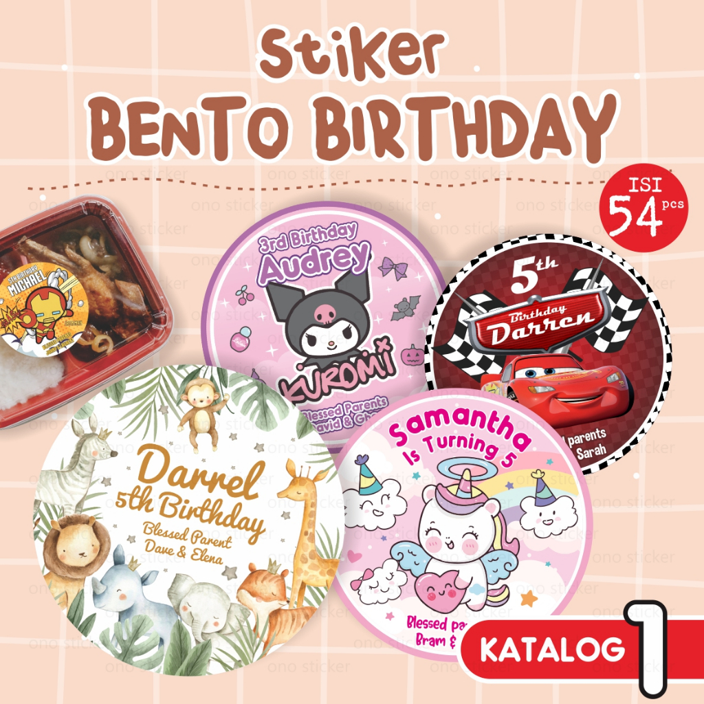 

stiker souvenir birthday - free custom nama - stiker bento birthday