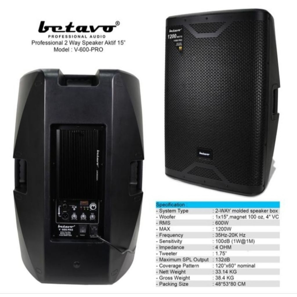 Speaker Aktif 15 inch Original betavo V 600 PRO