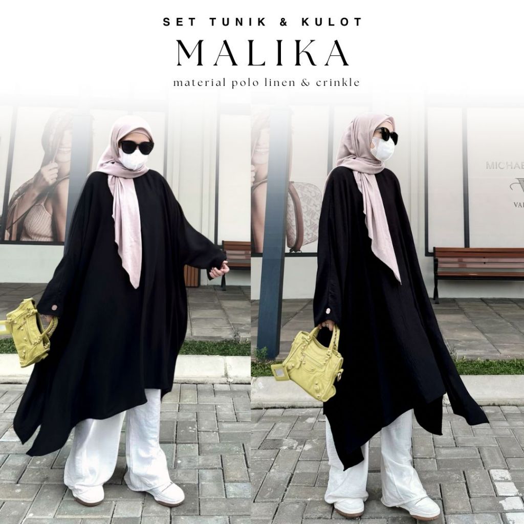 Malika Set Polo Linen/ Malika Set Tunik Kulot (Tanpa Hijab)