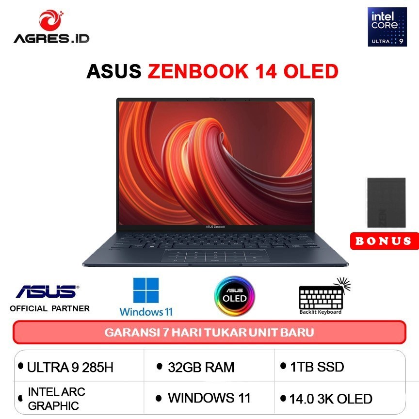 ASUS ZENBOOK 14 OLED TOUCH UX3405CA ULTRA 9 285H 32GB 1TB W11+OHS 14.0 3K 120HZ EVO SLV -OLEDS9321TM
