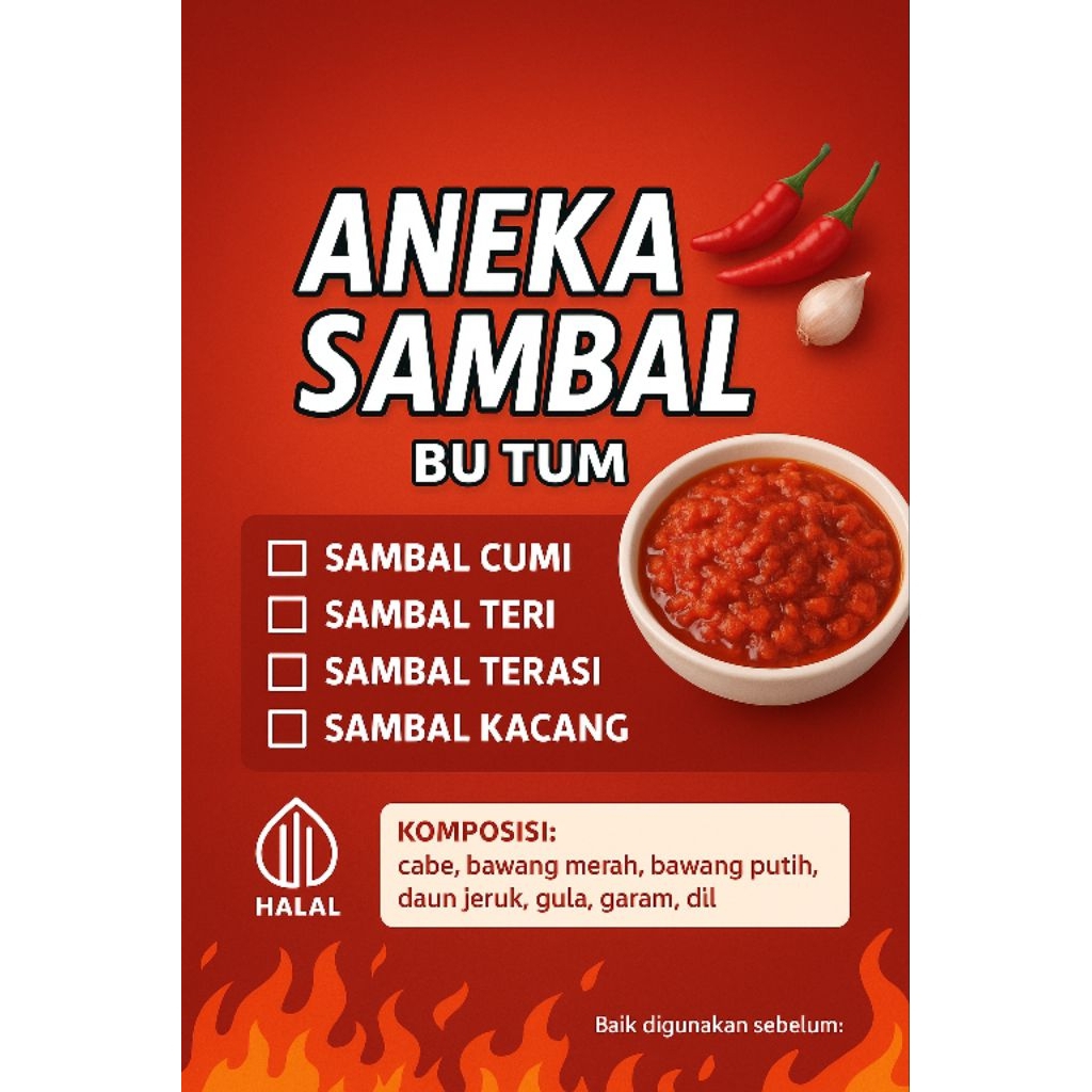

Sambal Rumahan Pedas Asli – Aneka Sambal Cumi Teri Terasi Kacang Bu Tum 150ml