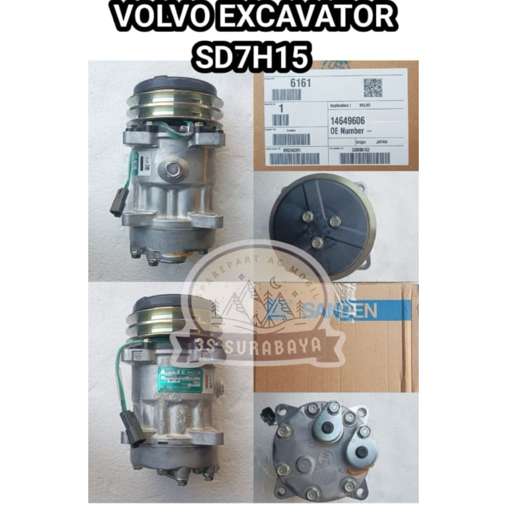 Kompresor Volvo Excavator 7H15 Asli Sanden Ac mobil Eksavator Conpressor (Baru/New)