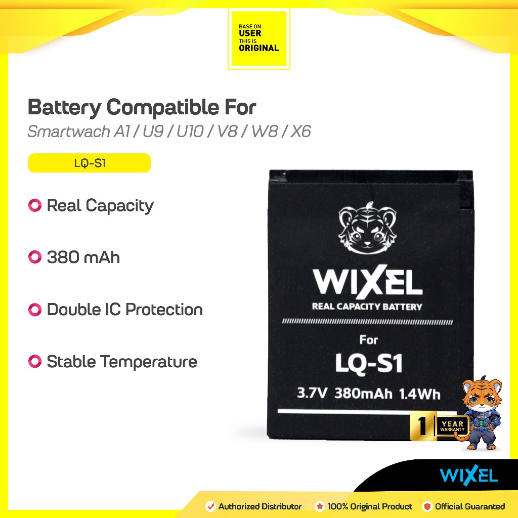 WIXEL Baterai LQ-S1 for Smart Watch DZ09 U9 U10 A1 W8 X6 M26 DZ10 DZ11 V8 Mito 555 Batre Batrai Batt