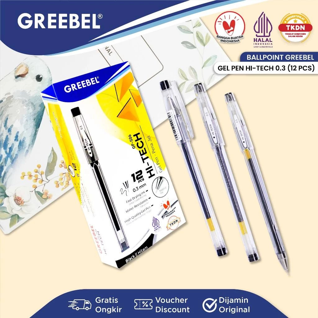

GREEBEL Pulpen Gel Pen GP- 506 Hi-Tech 0.3 / Bolpen Bolpoin Pena Gel