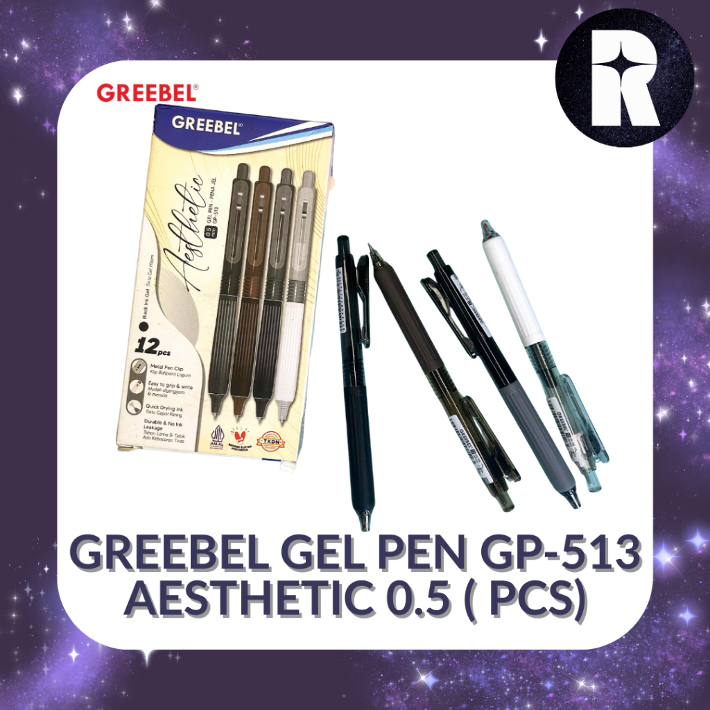 

PULPEN HITAM GREEBEL GEL PEN GP-513 AESTHETIC 0.5 ( PCS)