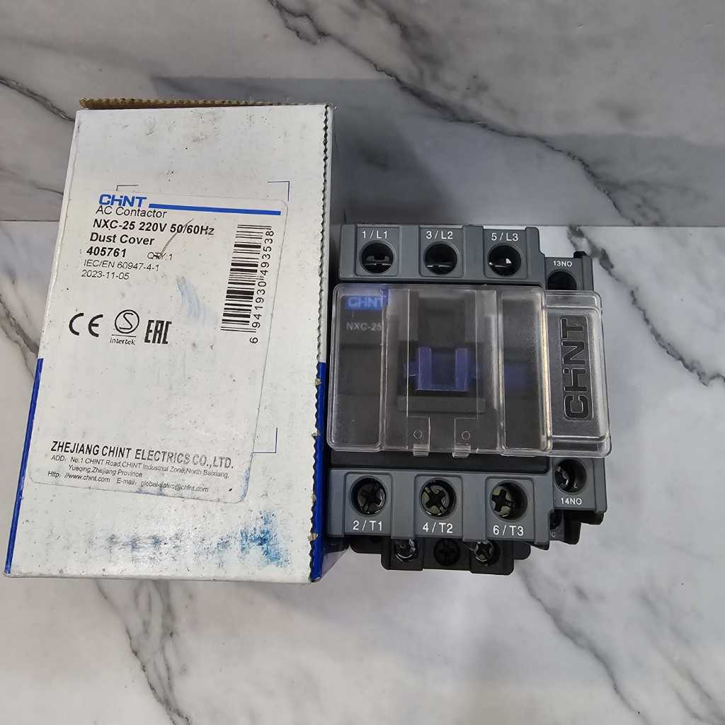 CHINT KONTAKTOR CONTACTOR NXC-25 3PHASE 220VAC 1NO+1NC AC1 40A ,AC3 25A