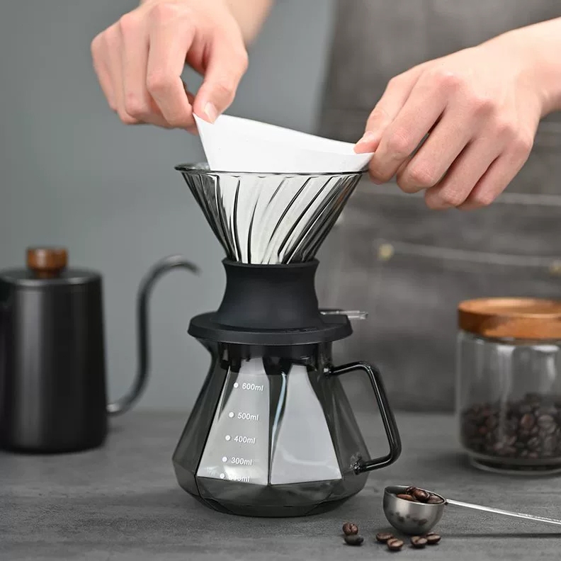 Coffee Dripper Kopi v60  - Alat Kopi v60 Dripper Set Cangkir Filter Pintar - Bisa Direndam Kaca Pot 