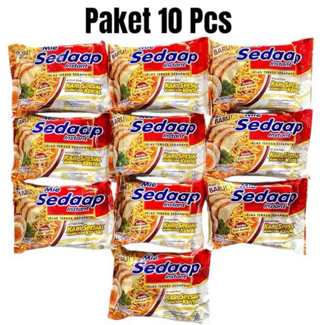 

Paket 10 bungkus Mie Sedaap Kari Spesial Mie Instan