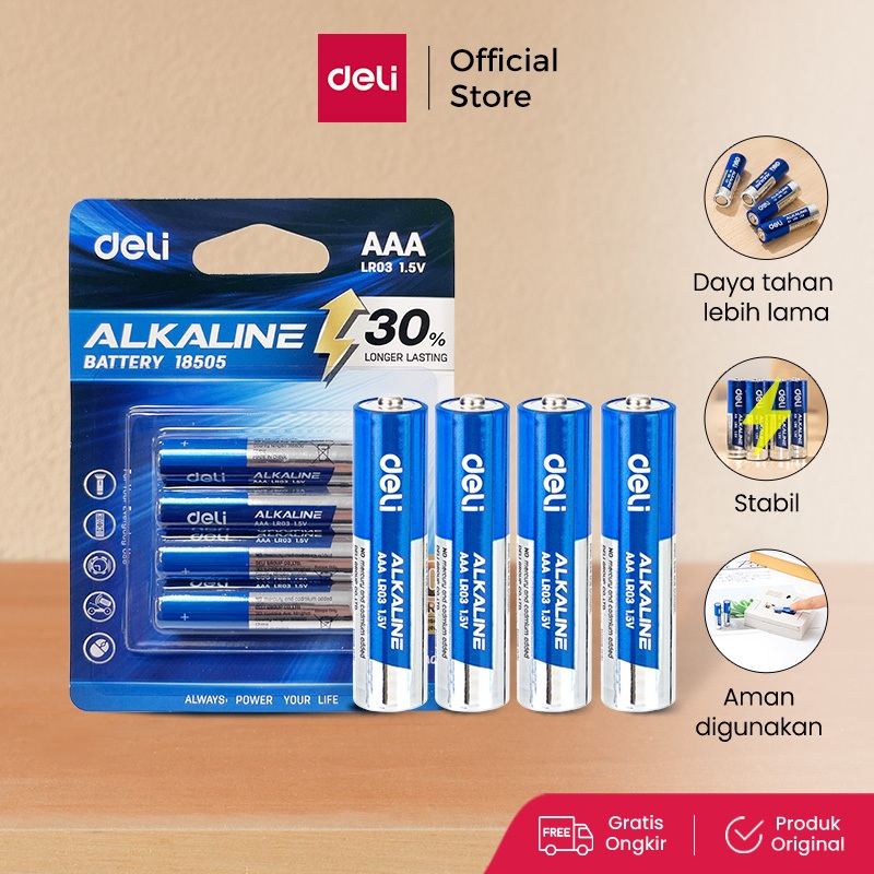 Deli Baterai Alkaline / Alkaline Battery / Batu Baterai AA/AAA 1.5 V Isi 2/4/5/6 PCS W185XX W8290X