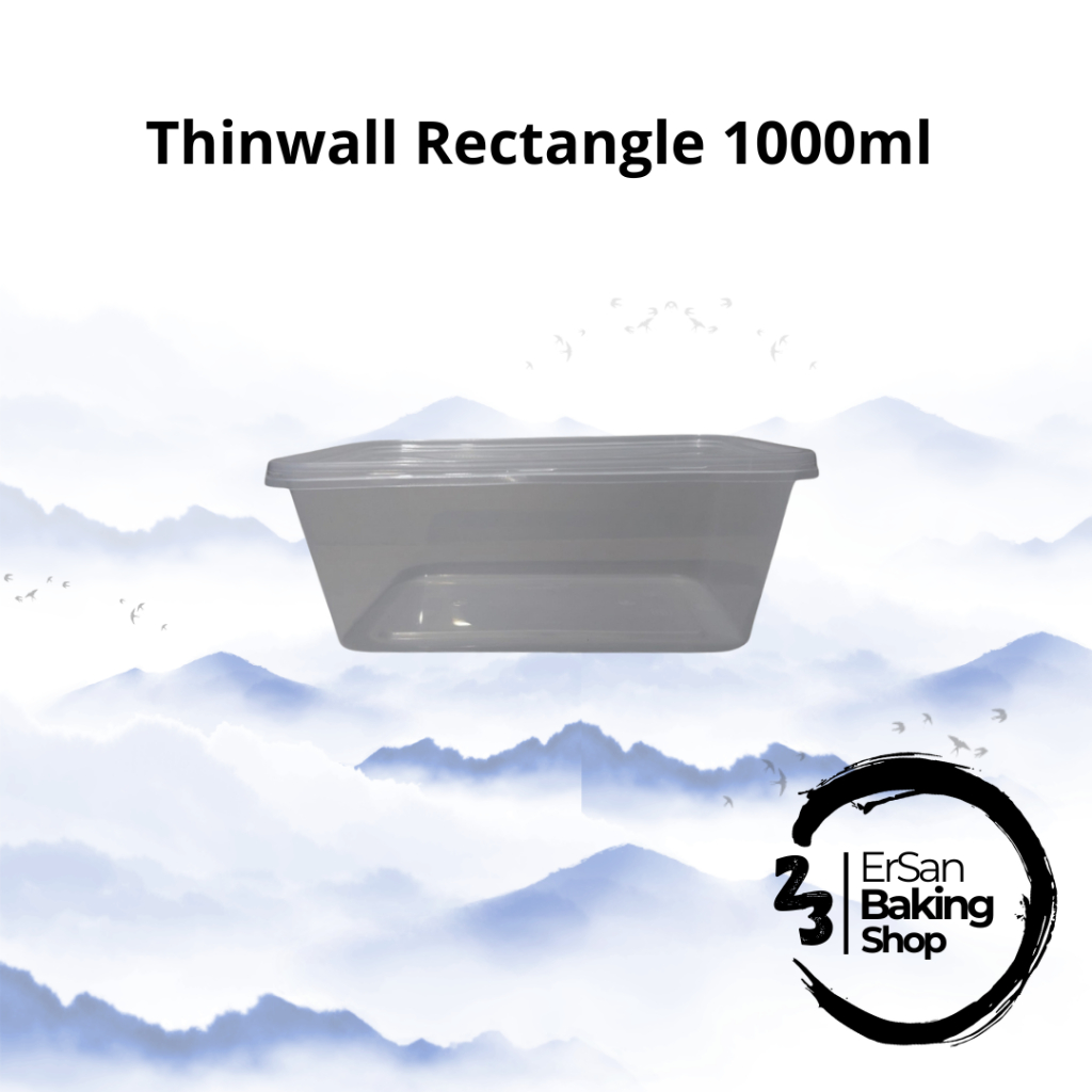 [25 Pcs]Thinwall Rectangle 1000ml/Kotak Makan Plastik 1000ml/Thinwall Meiji 1000ml/Kotak Nasi 1000ml