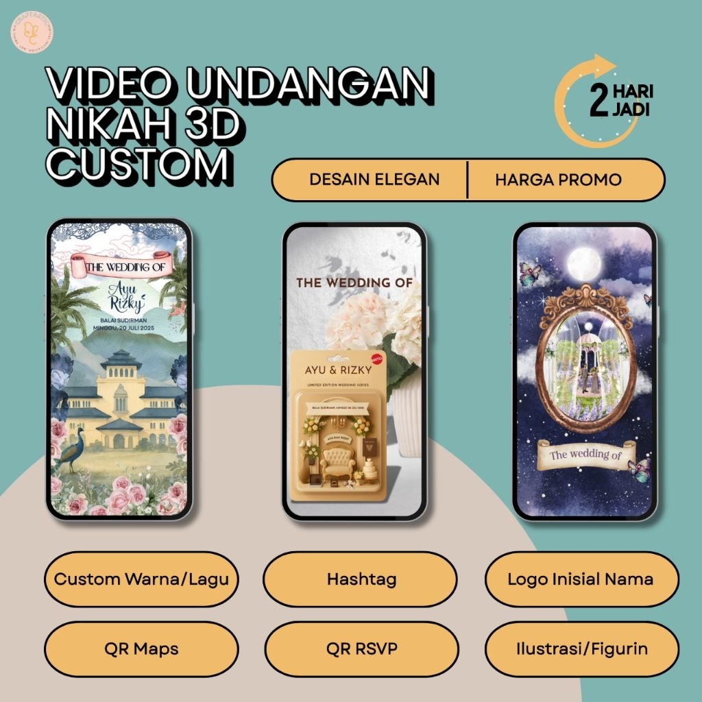Video Undangan Pernikahan 3D Custom Ilustrasi + RSVP | Nikah Hemat Promo