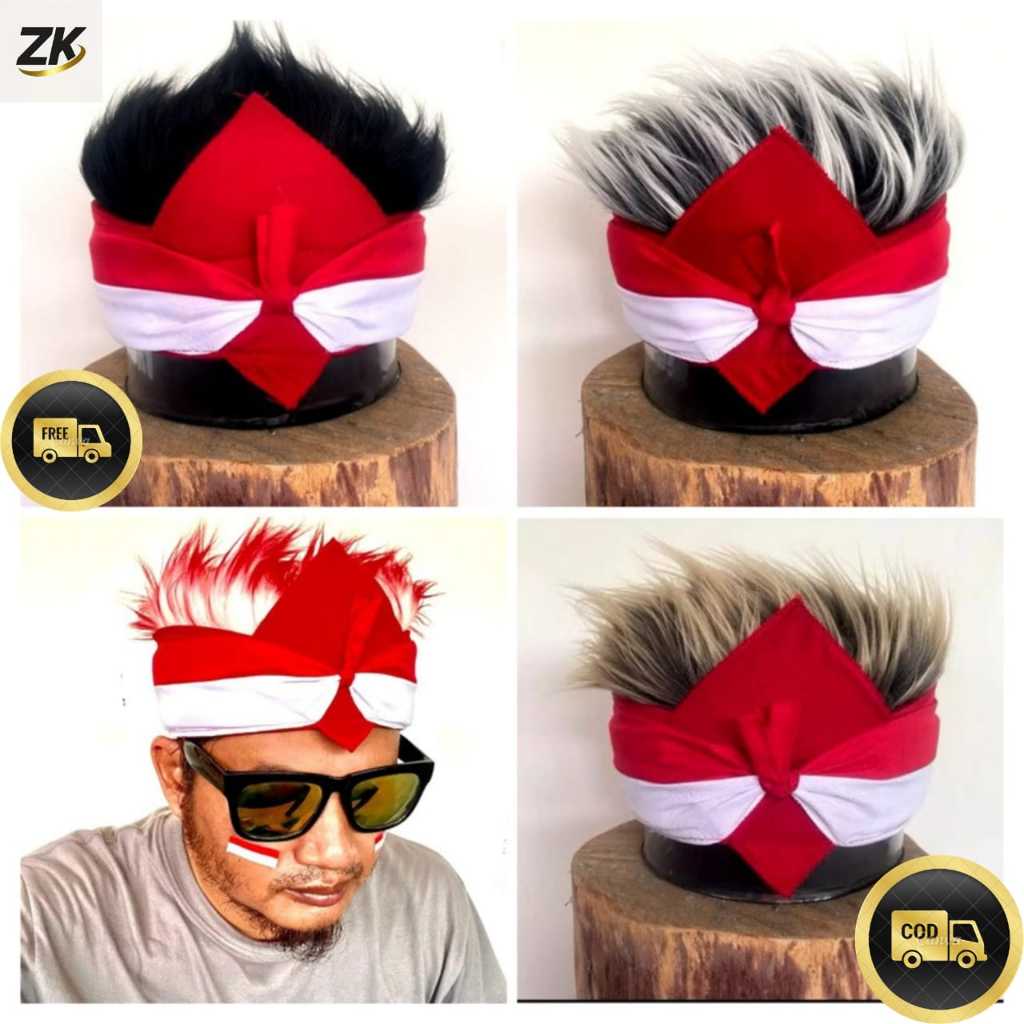 Topi Rambut Udeng Merah Putih Original Topi Agustusan