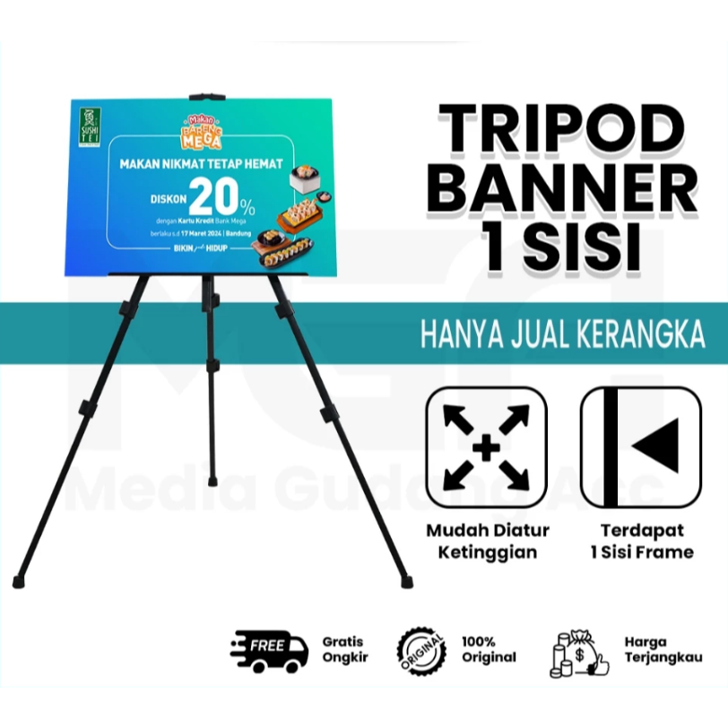 Tripod Banner 1 Sisi / Stand Frame / Banner Stand / Stand Foto Wedding / Standing Frame Lukis / Stan