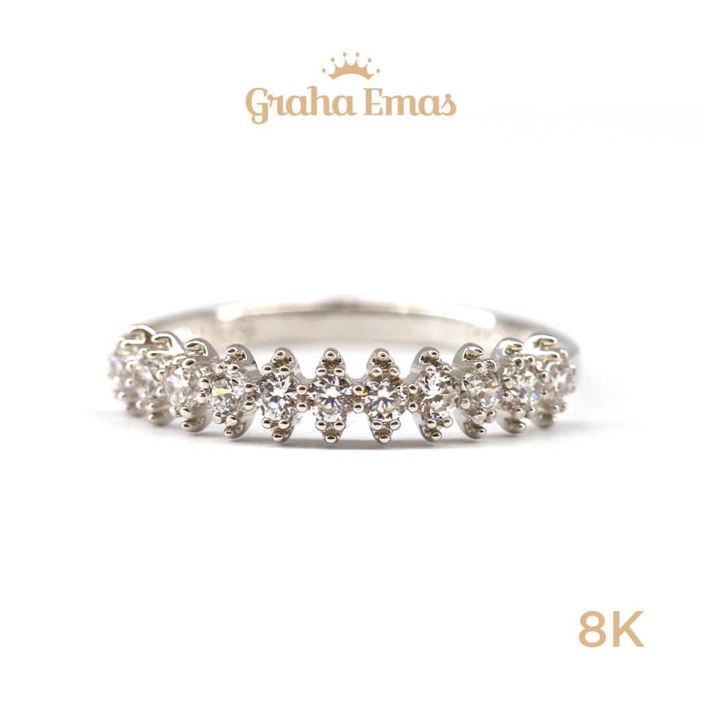 Graha Emas Cincin Emas Putih Bentuk Listring 8K - White Gold Listring Model Ring 8 Carat M936