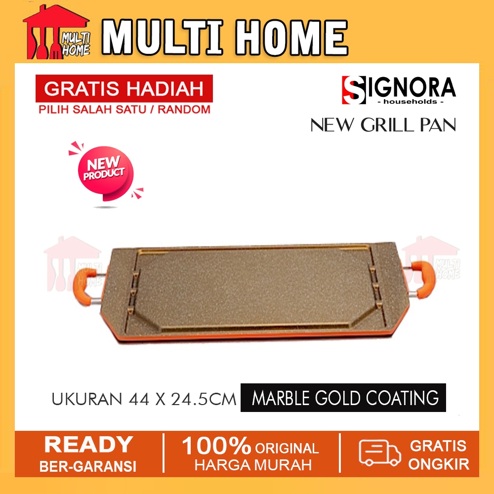 Signora New Grill Pan / Alat Panggang Anti Lengket Free Hadiah