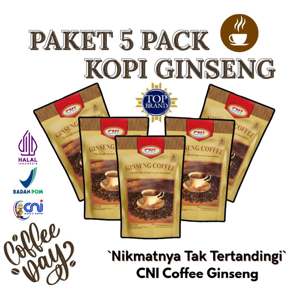CNI Kopi Ginseng 5 Pack Original Meningkatkan Stamina Dan Energy Kopi Bubuk Kopi Ginseng Cni